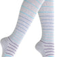 Cotton Compression Socks for Women & Men. 15-20 mmHg Support Knee-High Misty Gray Stripes S/M