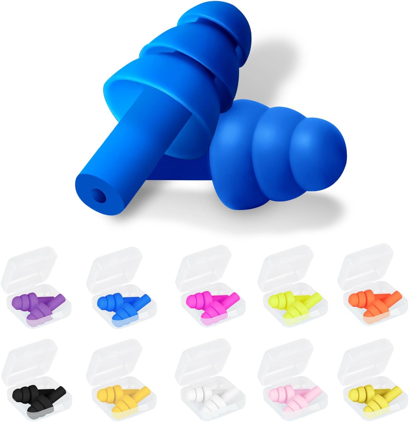 100 Pairs Ear Plugs for Sleeping Noise Cancelling, Reusable Silicone Sound Blocking Earplugs, Waterproof Noise Reduction Ear Plugs for Shooting, Swimming, Concerts, Snoring