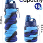 Collapsible Water Bottles for Travel, Foldable Sports Water Bottle for Kids, Reusable Water-proof Silicone Water Bottles with mountaineering Buckle for Camping Hiking Holiday