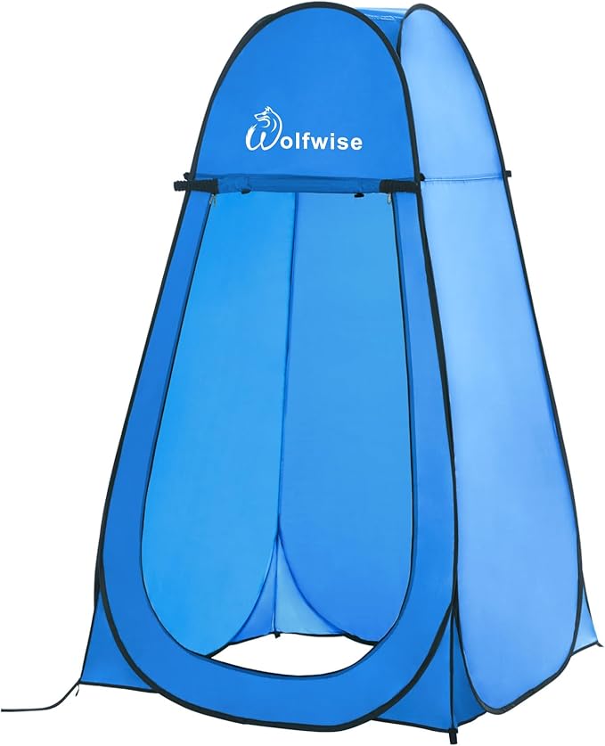 Wolfwise Pop Up Shower Tent for Camping, Portable Instant Changing Tent with Ventilation Window & Carry Bag, Privacy Bathroom Toilet for Beach & Outdoor, Width 40 ", Height 75 ", Blue
