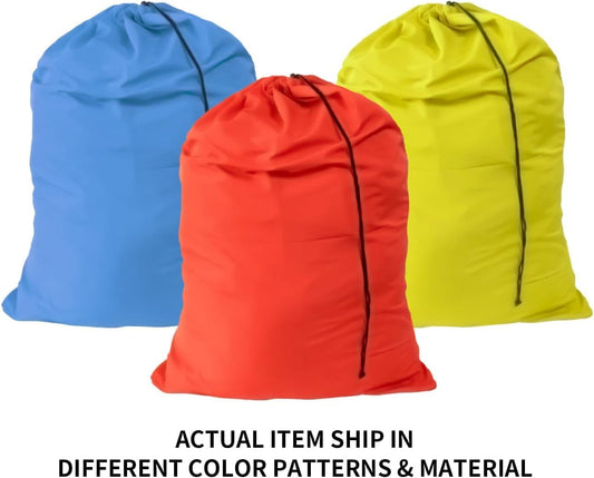 Extra Large Laundry Bag Travel Laundry Bags with Drawstring Closure, Large Dirty Clothes Bag 30"x40" Fit a Laundry Basket or Clothes Hamper for college, dorm and apartment dwellers 3 Pack Mixed Color