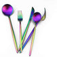 Matte Rainbow Silverware, Gugrida 5-Piece 18/10 Stainless Steel Flatware Set, Satin Finish Kitchen Utensils, Tableware Travel Cutlery for Camping, Office or School Lunch, Dishwasher Safe