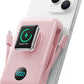 Magnetic Portable Charger for iPhone with Built-in Cables, 6-in-1 10800mAh Power Bank with iWatch Charger & LCD Display,25W Fast Charging Battery Pack for iPhone 16/15/14/13/12,Apple Watch (Pink)