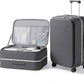 mixi 26 Inch Large Checked Luggage PC Hard Shell Suitcase Top Opening Aluminum Frame Travel Suitcases with Wheels, Rock Gray