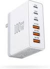 100W USB C Wall Charger,6-Port PD Fast USB C Charging Block,3 Type C+3Type A Multiport Plug,6 in 1 Charger Compatible with for iPhone 16/15/14/13/12/ProMax,iPad,AirPods4,Galaxy S25/S24,Watch,AirPorts - Roamly