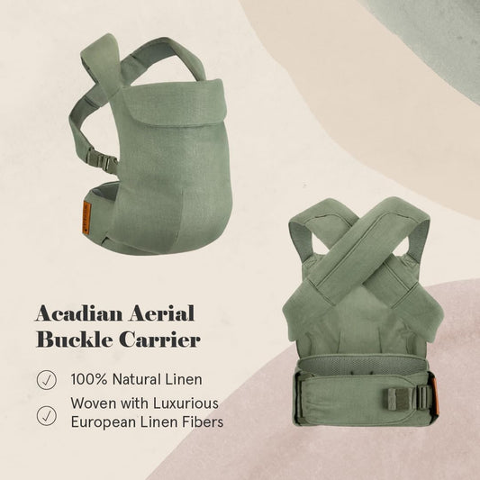 WildBird - Aerial Carrier - 7 to 45 lbs - for Moms, Dads & Caregivers - 100% Natural European Linen Fibers - Versatile & Adjustable - Large Size - Acadian Fabric