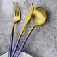 5 Piece Matte Gold Silverware Set