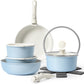 15Pcs Pots and Pans Set Non Stick, Cookware Sets with Detachable Handle, Nonstick RV Kitchen Cooking Tools Removable Handles, Oven Safe, Induction Fast, Stackable Induction Cookware, Blue