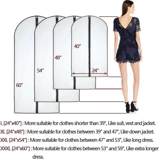 Garment Bags for Hanging Clothes 12 PCS Transparent Waterproof Dustproof Storage for Wardrobe Storage Suit Covers for Closet Clear Reuse Full Zipper for Costumes Suits Coats 24''x48''