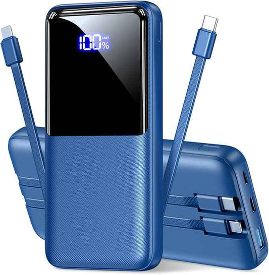 Portable Charger Power Bank - 20,000mAh Battery Pack Portable Phone Charger with Built in Cable 22.5W Fast Charging Powerbank Compatible with iPhone Android Samsung Phone, Travel Camping Essential