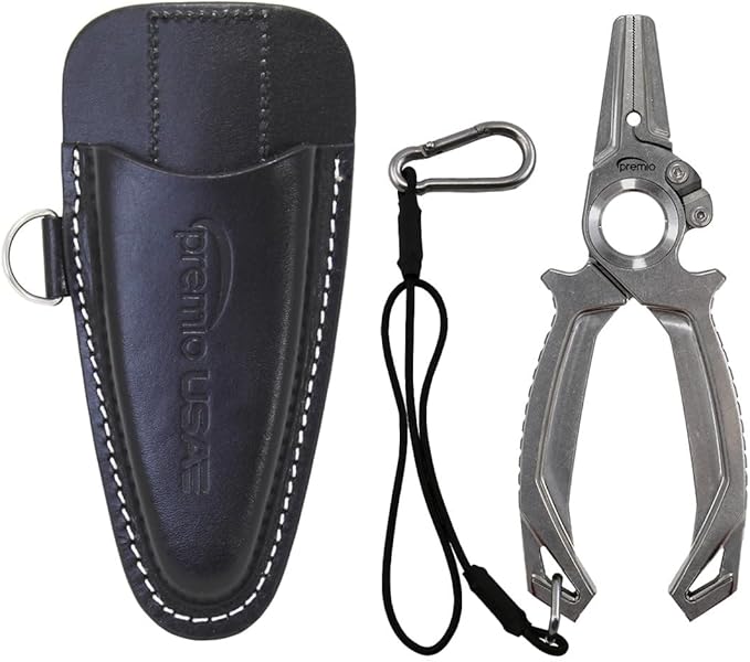 danco Premio Titanium Fishing Pliers, with Lanyard & Leather Sheath, Saltwater-Resistant Pliers for Offshore and Inshore Anglers, Multiple Sizes and Colors Available