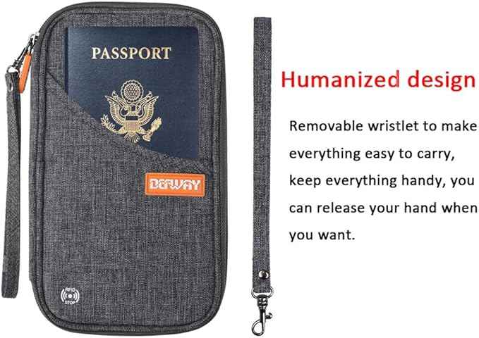 defway Passport Holder Travel Wallet - Family Passport Holder of 4, RFID Blocking Passport Wallet for Men Women, Travel Essentials for Flying, GREY