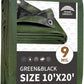 10x20 Feet Tarp Waterproof,9Mil Thick,Finished Size Tarps,UV Resistant,Durable,Multipurpose Poly Tarp Cover with Metal Grommets and Reinforced Edges,Green/Black by RAINDEWAY