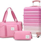 LONG VACATION Carry On Luggage Sets 3 Piece 20 Inch Suitcase Set, ABS+PC Hardshell Lightweight Travel Luggage with Spinner Wheels & YKK Zipper TSA Lock (Pink and White, 20 INCH)