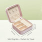 TAIMY Plush Velvet Travel Jewelry Box, Small Travel Jewelry Case, Portable Mini Jewelry Travel Organizer Boxes for Rings Earrings Necklaces Bracelets(Pink Lavender,No Mirror)