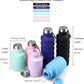 Nefeeko Collapsible Water Bottle, Reuseable BPA Free Silicone Foldable Water Bottles for Travel Gym Camping Hiking, Portable Leak Proof Sports Water Bottle with Carabiner