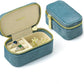 Small Travel Jewelry Case, Mini Tiny Plush Velvet Jewelry Box for Women and Girls, Pocket Size Jewelry holder organizer for Rings Earrings and Small Items(Coral Blue)