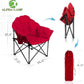ALPHA CAMP Oversized Camping Chairs Padded Moon Round Chair Saucer Recliner with Folding Cup Holder and Carry Bag