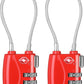 ZHEGE TSA Locks for Luggage 3 Digit Cable Padlock with Alloy Body for Suitcase, Baggage, Backpack, Pistol Case (2 Pack, Red)