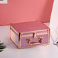 Qislee Makeup Box with A Detachable Lighted Mirror, Waterproof Travel Train Case, Cosmetic Organizer and Makeup Suitcase with Adjustable Dividers, Magnetic LED Mirror(Sparkling Gradient Pink)