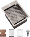 15 Inch Drop In Bar Sink Workstation-Bokaiya 15x20 Small Kitchen Outdoor Rv Sink Stainless Steel 16 Gauge Wet Bar Drop In Single Bowl Island Sinks with Cutting Board