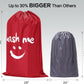 HOMEST 2 Pack XL Wash Me Travel Laundry Bag, Dirty Garments Organizer, Large Enough to Hold 4 Loads of Clothes, Easy Fit a Hamper or Clothing Basket, Black and Red