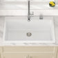 Dcolora White Granite Composite Kitchen Sink Drop In, 33x22 Large Single Bowl White Kitchen Sink Multifunctional Topmount Workstation Sinks #DC-0002GWT, 33" x 22" x 10"