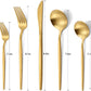 Matte Gold Silverware Set, VANVRO 20-Piece Stainless Steel Flatware Set, Satin Finish tableware Cutlery Set, Service for 4, Home and Restaurant, Dishwasher Safe