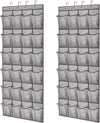 GORILLA GRIP Over the Door Shoe Organizer, 2 Pack, 24 Breathable Mesh Pockets, Space Saving Hanging Storage Holder, Closet Rack Hanger Holds Up to 40 lbs, Hangs on Closets, Shoes, Accessories, Gray