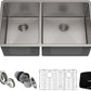 KRAUS Standart Pro 33 -inch Undermount 60/40 Double Bowl 16 Gauge Stainless Steel Kitchen Sink, KHU104-33