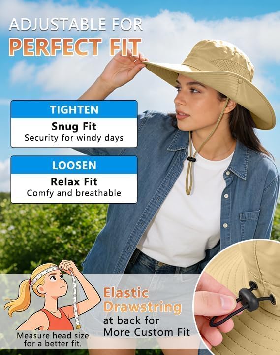 UPF 50+ Wide Brim Sun Hat with Neck Flap