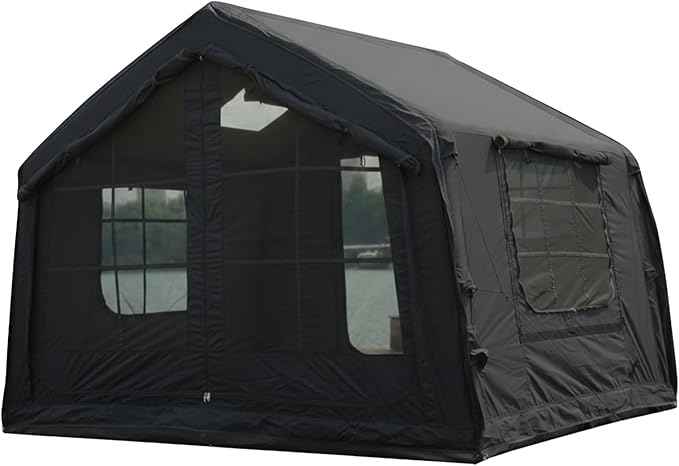 Cotton Inflatable Camping Tent, 2-4 Person, Windproof Glamping Design with Skylight, Instant Setup (2~4person(10.2'L X 8'W X 7'H)-Green)