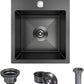 13 x 15 inch Drop in Bar Sink Black, Small Topmount Kitchen Sink Single Bowl 18 Gauge Handmade Wet Bar Sink with Drain