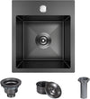 13 x 15 inch Drop in Bar Sink Black, Small Topmount Kitchen Sink Single Bowl 18 Gauge Handmade Wet Bar Sink with Drain
