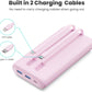 Portable Charger Power Bank 40,800mAh 25W Fast Charging USB C Portable Charger with 2 Built in Cables,5 Outputs & QC 4.0 Quick Phone Charging Battery Pack Compatible with iPhone 16/15/Android (Pink)