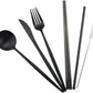 Gugrida Reusable Travel Utensils, 7 Piece Portable 304 Stainless Steel including Knife Fork Spoon Chopsticks Cleaning Brush Straws Portable Pouch, Eco-friendly Camping Silverware Set, Dishwasher Safe