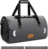 Waterproof Duffel Bag, 50L Roll-top Motorcycle Dry Bag with Air Valve & Quick-fixed Straps, Travel Duffle Bags for Kayaking Paddle Boarding Rafting Boating Camping Riding Fishing - Grey