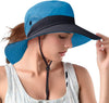 Rosoz Ponytail Sun Bucket Hats for Women UV Protection Foldable Mesh Wide Brim Hiking Beach Fishing Summer Safari