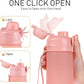 TakeToday Collapsible Water Bottles 20oz, Leak Proof, BPA-Free, Foldable Silicone Travel Water Bottle with Straw Strap for Cycling, Hiking, Outdoors