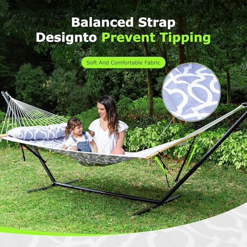 Double Hammock with Stand 500lbs Heavy Duty Outdoor Two Person Round