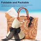 Womens Bowknot Straw Hat Foldable Beach Sun Hat Roll up UPF 51+