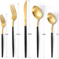 Matte Black Gold Silverware Set, 20-Piece Stainless Steel Flatware Set, Satin Finish tableware Cutlery Set, Service for 4, Home and Restaurant, Dishwasher Safe