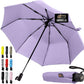 GORILLA GRIP Strong Stick Umbrella for Rain, Compact Travel One-Click Automatic Open Close, Lightweight, Portable, US Designed Reinforced Fiberglass Ribs, Wind Resistant, Easy Collapse, Purple