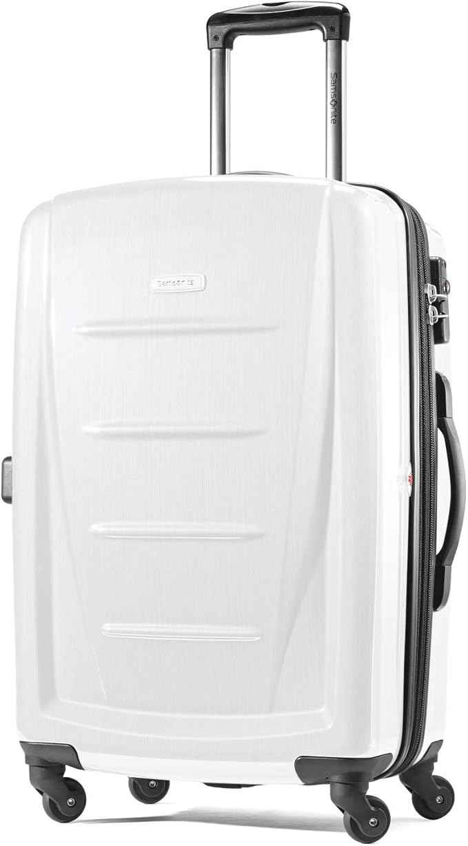 Samsonite Winfield 2 Hardside Expandable Luggage with Spinner Wheels, Checked-Medium 24-Inch, Brushed White