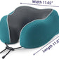 napfun Neck Pillow for Traveling, Upgraded Travel Neck Pillow for Airplane 100% Pure Memory Foam Travel Pillow for Flight Headrest Sleep, Portable Plane Accessories, Teal Set, Medium (120-200LB)