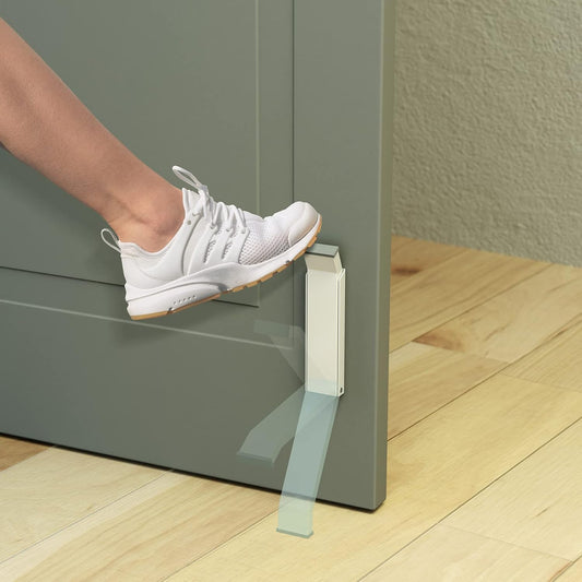 Door Stopper, Door Holder, No Drilling Door Stoppers, Easy Pedal Kick Down Door Stop(White x 1 Pack)
