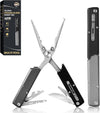 12-in-1 Saltwater Fishing Pliers & EDC Multitool, Titanium Coated Marine-Grade Stainless Steel Folding Pliers, Gifts for Men, Compact Pen-Sized Braid Cutter, Hook Remover & Split Ring fishing gear