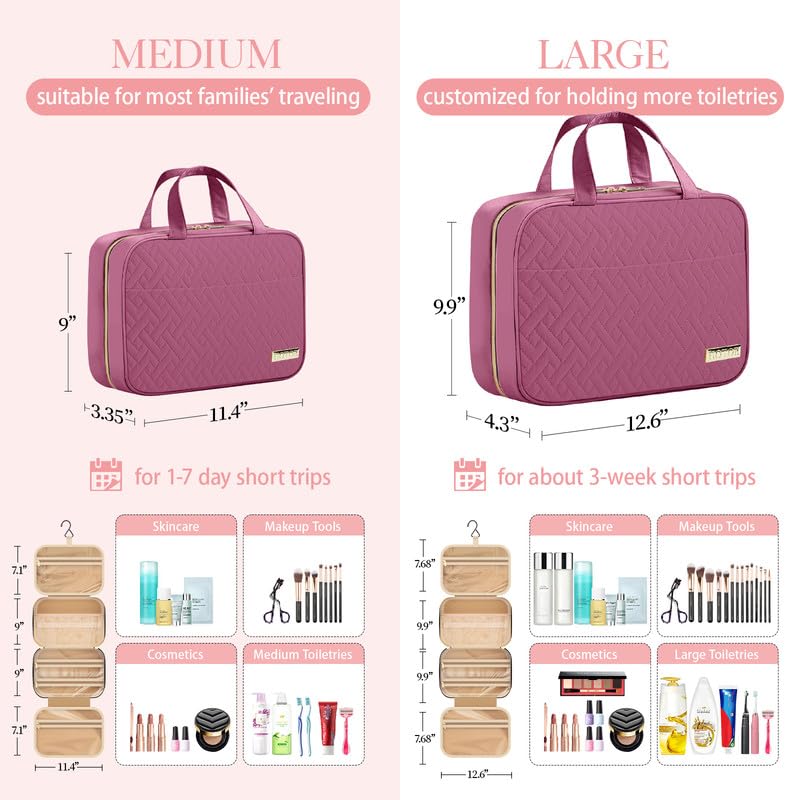 Hanging Travel Toiletry Bag Women Men Essentials Rosewood