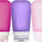 humangear GoToob+ Refillable Silicone Travel Size Bottles with Locking Cap, 3pk Set, Rose/Lilac/Magenta, Large (3.4 fl.oz; 100ml)