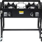 Barton Outdoor Camping Propane Double Burner Stove 2 Folding Cook Cooking Station Stand Picnic BBQ Grill 58,000 BTU, Black